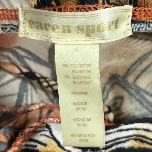 Caren Sport Dress Women's 3X Orange Black Brown Tan Halter Tie Neck Midi Print - Picture 14 of 16